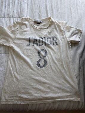 Dior Kids Cream T-Shirt with J'ADIOR Graphic and Number 8